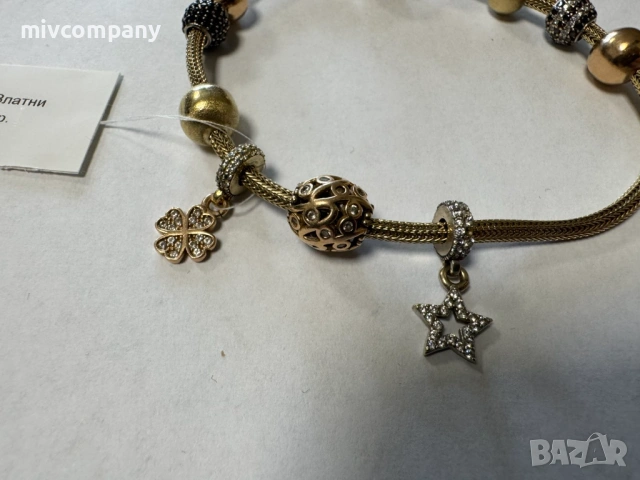 Златна гривна тип "Пандора" 12.66гр.20см., снимка 11 - Гривни - 54191787