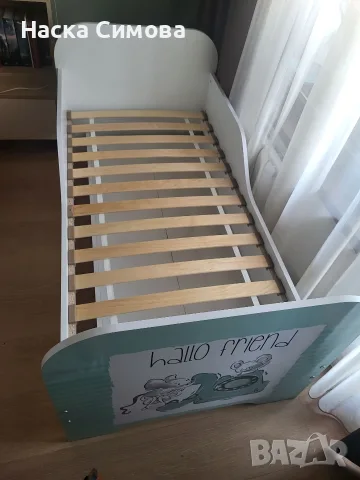 Детско легло Delamart 140 см на 70 см - цвят мента с мишлета, снимка 3 - Бебешки легла и матраци - 55339609