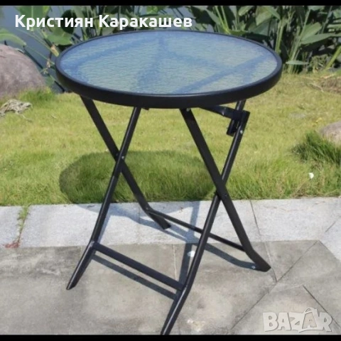 Сгъваема кръгла градинска маса, снимка 3 - Маси - 54569314