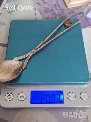 ✅СРЕБЪРНА ДЕСЕРТНА ЛЪЖИЧКА С КЕХЛИБАР❗, снимка 5 - Други ценни предмети - 54043720