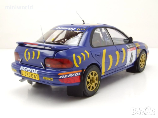 Subaru Impreza 555 n4 Sieger RAC Rallye 1994 McRae/Ringer - мащаб 1:18 на Kyosho нов в кутия, снимка 3 - Колекции - 54997489