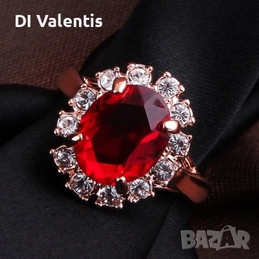 💍 24K Златно Покритие ✨️Дамски Пръстени 💍с Циркон💎 – Зелен, Син, Червен | Лимитирана Серия ⚜️✨️, снимка 4 - Пръстени - 54512901