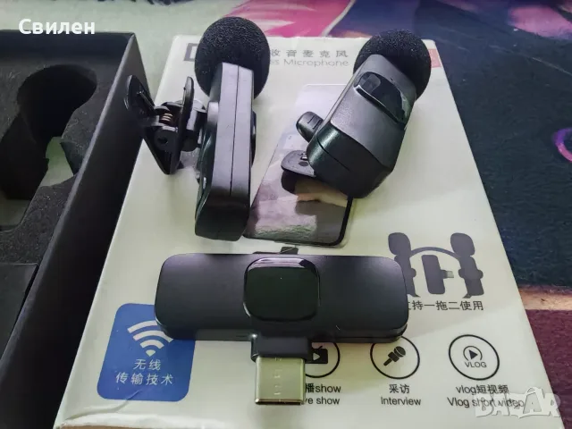 Безжичен микрофон Lavaliera K9-IP-2, комплект 2-в-1, шумопотискане, 6 часа батерия