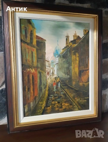 Красива Стара Картина Живопис Маслени Бои на Платно , снимка 10 - Картини - 54005129