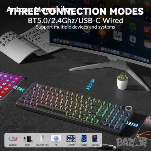 Клавиатура AULA F99 Pro Silent Mechanical RGB, снимка 4 - Клавиатури и мишки - 54827739