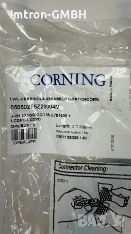 Професионален 050502T5Z20004M Corning за многомодов (multimode) оптичен пач кабел LC UPC 4м., снимка 2 - Друга електроника - 55142939