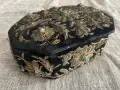 Старинна бижутиера от кадифе и релефна златна сърма и камъни, снимка 5