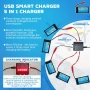 Комплект от 5 броя 3.7V 1200mAh 30C Lipo батерии със зарядно устройство 5 в 1 JST щепсел за дрон , снимка 4