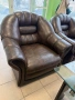 Троен диван + 2 единични фотьойла + 2 табуретки изк.кожа + холна маса , снимка 6