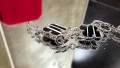 Van Cleef & Arpels VCA 5 Motifs Silver Veined Black Onyx Vintage Alhambra Дамска Гривна, снимка 7