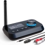 BT17 Bluetooth 5.3 Аудио Адаптер 3 в 1 с LCD дисплей – TX/RX/Bypass, AUX/RCA/Оптичен, двойно свързва, снимка 1