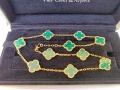Дамско колие с 10 детелини от зелен малахит - Van Cleef & Arpels VCA, снимка 3
