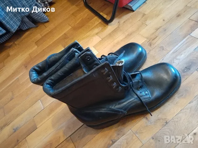 Кубинки офицерски шита подметка естеств. кожа черни от соца отлично състояние I качество размер №43, снимка 4 - Мъжки боти - 49348902