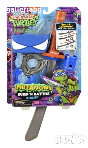 Комплект Костенурките Нинджа TMNT Leonardo Build N Battle – маска, катана и шурикен