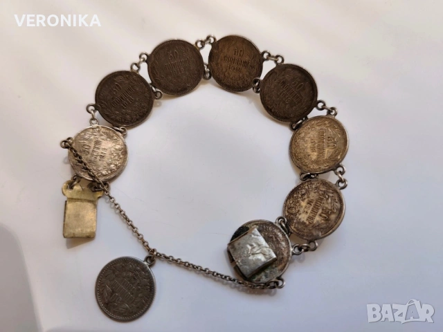 Стара гривна от сребърни Царски монети, снимка 2 - Антикварни и старинни предмети - 54678163