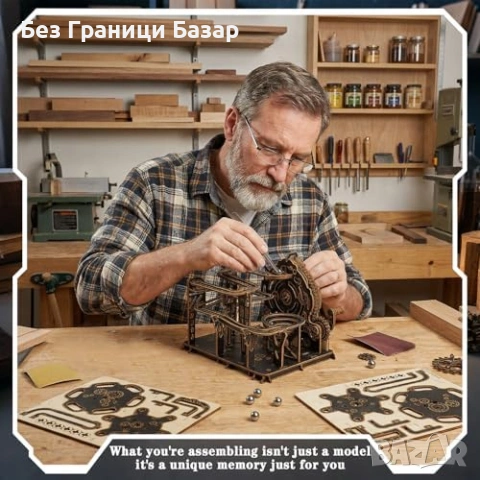 Нов Механичен 3D Дървен Пъзел 88 Части 6 Стоманени Топчета DIY Модел За Възрастни, снимка 5 - Други - 54344312