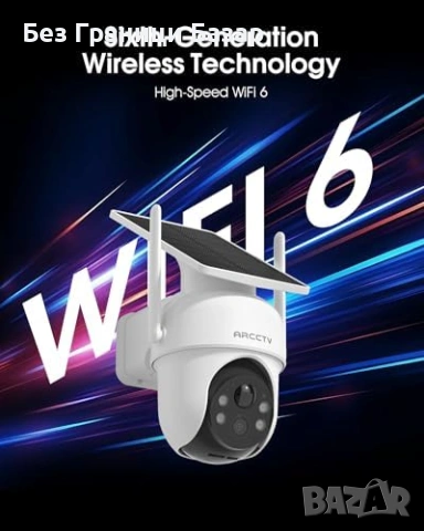 Нова охранителна Соларна WiFi камера 4MP 360° PIR нощно виждане аудио