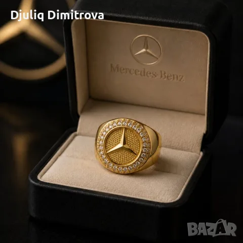 Мъжки пръстен Mercedes Gold с кристали
