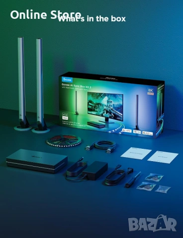 Govee HDMI 2.1 Sync Box Kit 2 AI – Sync Box с LED ленти, 8K/60Hz, 4K/144Hz, снимка 5 - Друга електроника - 54169935