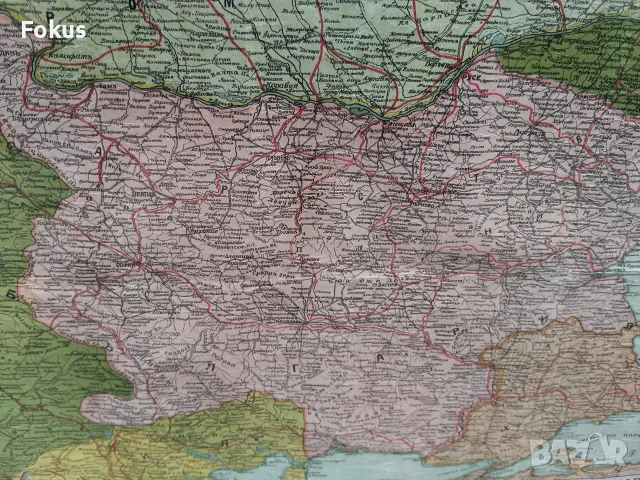 Стара царска българска карта на Балканския полуостров, снимка 4 - Антикварни и старинни предмети - 55353385