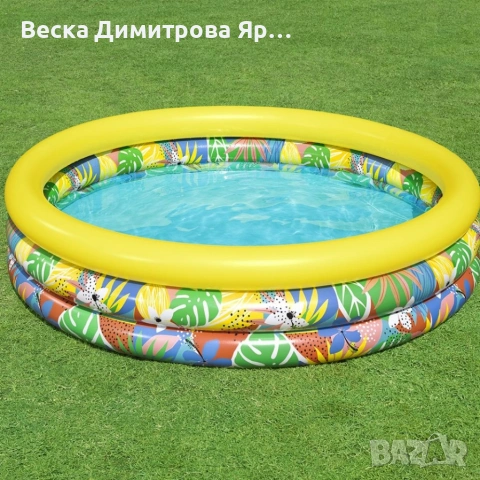 Детски надуваем басейн Ø168x38 см – 508 л, тропически дизайн, 3 въздушни пръстена, 2+ години, снимка 7 - Басейни и аксесоари - 54933585