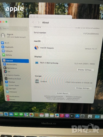 CTO 13" MacBook Air A2179(2020) Silver-i5/8GB RAM/512GB SSD, снимка 10 - Лаптопи за работа - 54581929