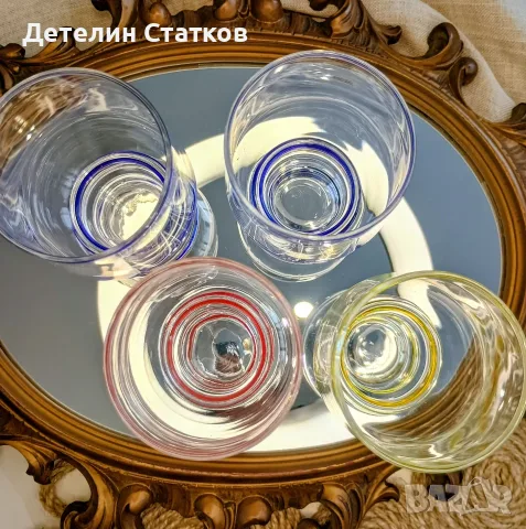 Ретро стъклени чаши 4+1, снимка 5 - Чаши - 55323553