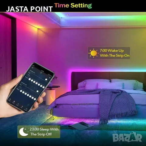 5м LED Лента RGB-IC, Bluetooth, Цветомузика, Микрофон, App, Дистанционно, снимка 6 - Лед осветление - 55326600