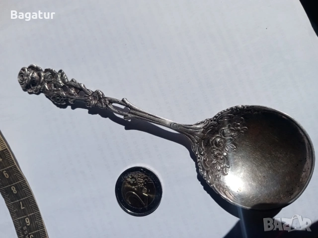 Стара сребърна лъжица немска голяма, за сладолед, снимка 6 - Антикварни и старинни предмети - 54126282