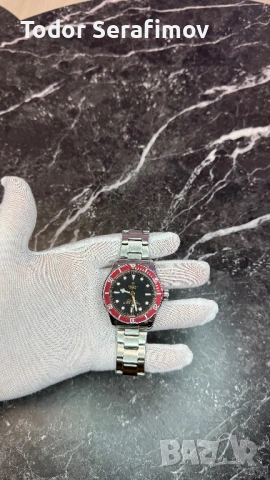 Стилен Мъжки Часовник (Tudor Black Bay Red Style) – Кварцов механизъм, снимка 3 - Мъжки - 54476881