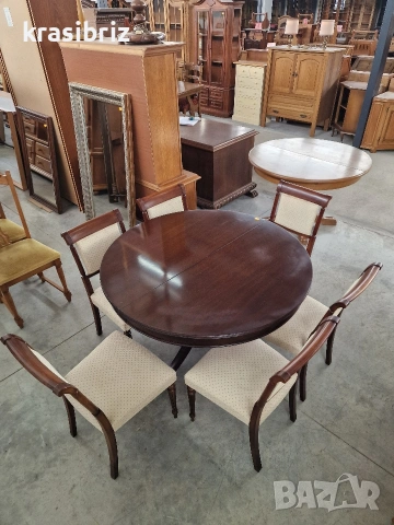 Масивна Разтегателна Трапезна Маса с 6-стола-внос от Германия!, снимка 3 - Маси - 54189098