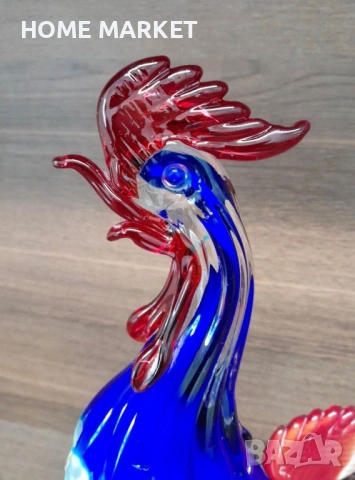 Murano Italy   Glass Cockerel “Французинът” елегантен, грандиозен и великолепен петел , снимка 2 - Други ценни предмети - 54618225