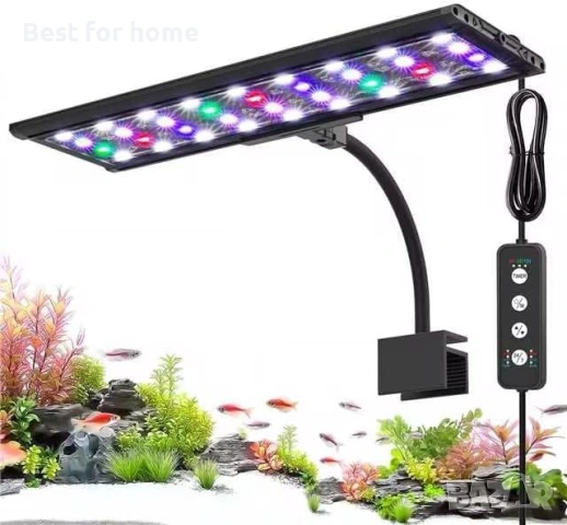 AQQA LED аквариумна лампа, 24/7 режим на работа, щипка за осветление за аквариум