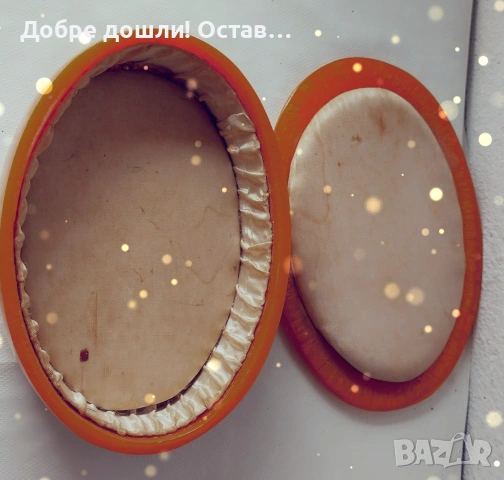 КУТИЯ  каталин бакелит, цвят кехлибар, елипса