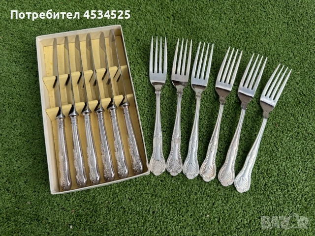 🍴 Посребрени Вилици и Ножове "Kings Pattern" (12 части)