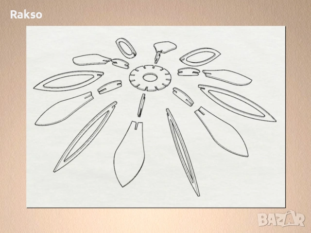 Полилей от дърво. Интериорно осветително тяло за таван ”Орион” , снимка 5 - Полилеи - 53975131