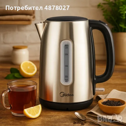 Марка / Модел: Midea MK-17S30D2; Мощност: 1850 – 2200 W; Капацитет: 1,7 литра; Материал: Неръждаема , снимка 8 - Кани - 55325270