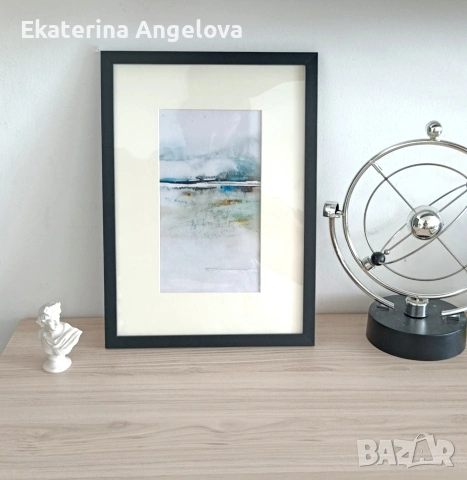 Абстрактни картини 30х21см, синя, черна, японски стил