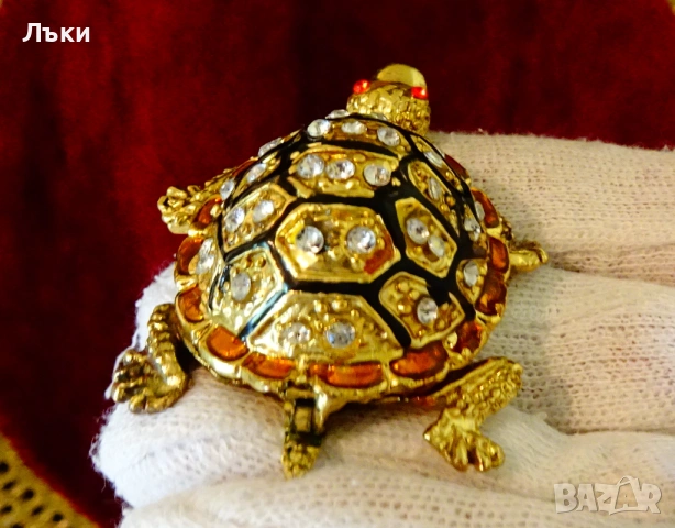 Позлатена кутийка за бижута Костенурка,камъни. , снимка 3 - Други - 54654791