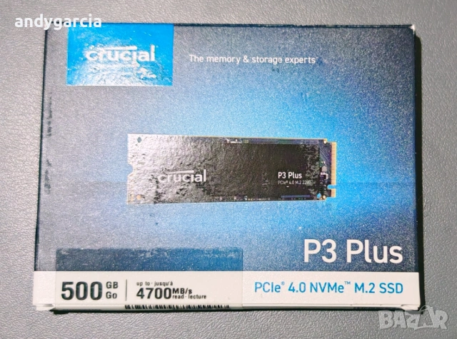 500GB Crucial P3 Plus Gen4 PCIe NVMe SSD скрост четене/запис 5000 и 4200 mb/sec ЧИСТО НОВ ДИСК disk, снимка 3 - Твърди дискове - 54626563