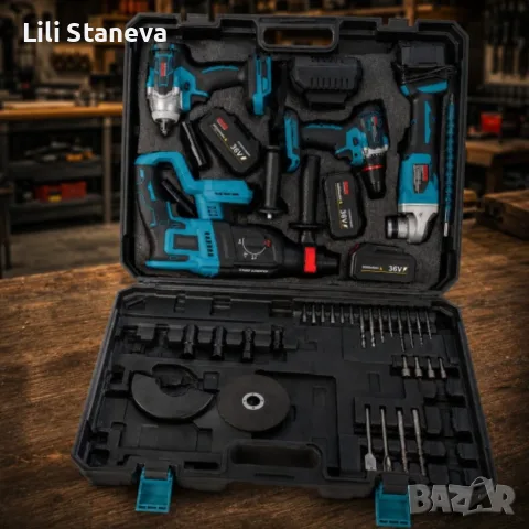Комплект акумулаторни инструменти BOXER BX-187 4в1 + ПОДАРЪК многофункционална работна чанта., снимка 3 - Куфари с инструменти - 55590143