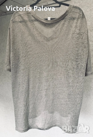 Макси ленена тениска H&M XXL с V-образно деколте, снимка 2 - Тениски - 54661817