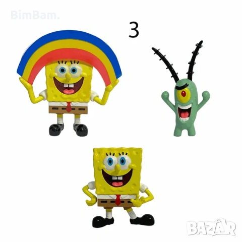 Комплект 3D фигурки мини Спондж Боб / Sponge Bob - различни модели, снимка 4 - Фигурки - 54444932
