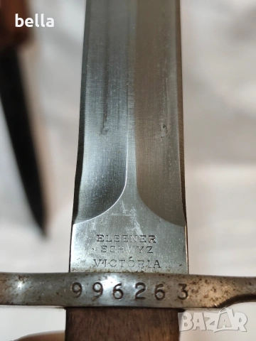 Оригинален швейцарски щик за пушка Schmidt-Rubin, модел 1889 г., снимка 2 - Антикварни и старинни предмети - 54112759