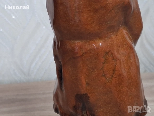 Стара Съветска Керамична Фигура Старец Рибар Гжел Артел, снимка 15 - Антикварни и старинни предмети - 54387705