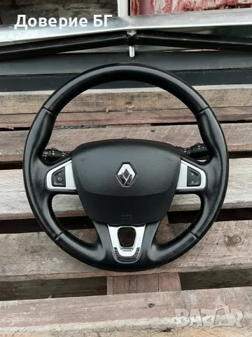 Оригинален кожен волан с еърбег и лостчета за Renault Megane 3 / Fluence / Scenic 3