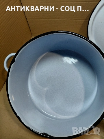 Соц Стара Емалйрана Тенджера 5лт. НОМЕР 1635., снимка 5 - Антикварни и старинни предмети - 54323448