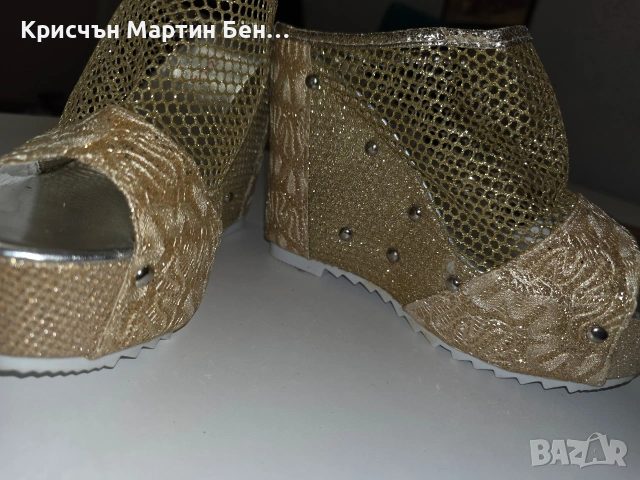 Атрактивен, тип "бутикови" летни чехли на висок ток/платформа, снимка 6 - Чехли - 54627193