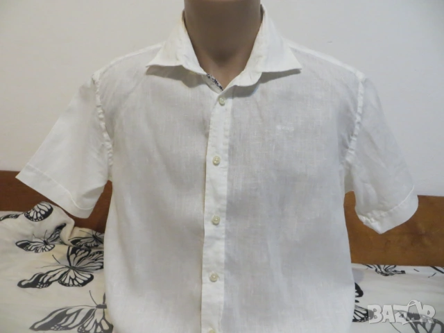 Мъжки ризи с къс ръкав от лен, снимка 11 - Ризи - 54270622