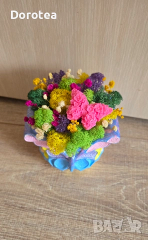 Керамична кашпа със скандинавски мъх, снимка 2 - Декорация за дома - 53997886